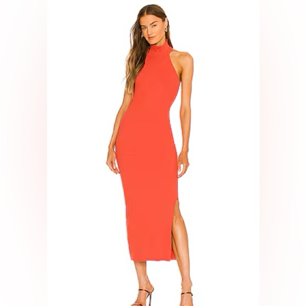 Chic Sleeveless Coral Midi Dress